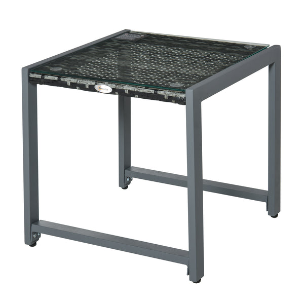 sconto Table de jardin en aluminium et rotin synthétique gris 50x49,5x50 cm