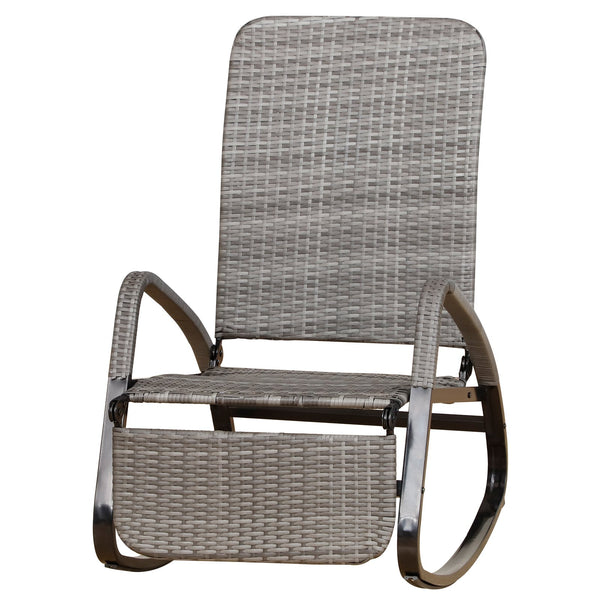 Chaise à bascule pliante avec accoudoirs 90x64x108 cm en métal et rotin gris acquista