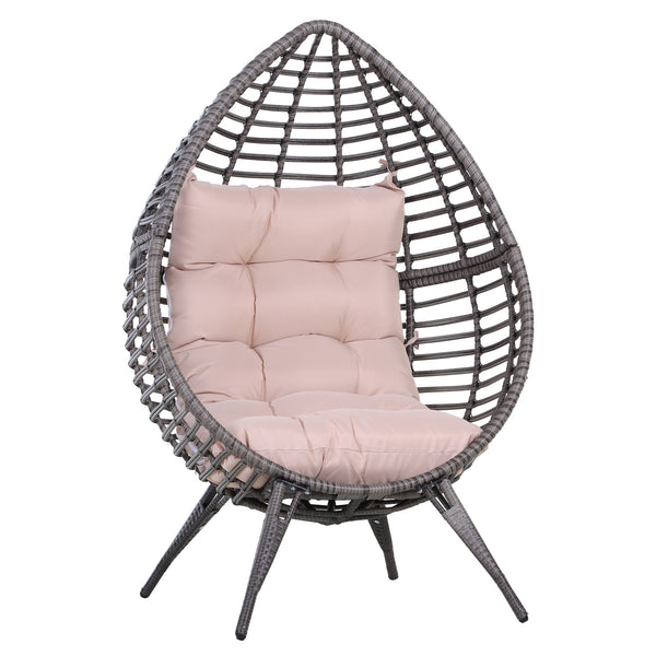 online Fauteuil de jardin en osier 101x89x156 cm avec coussin beige