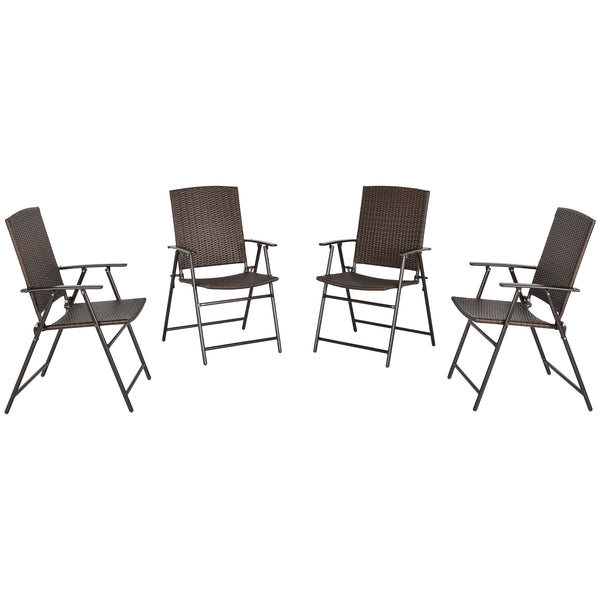 Lot de 4 chaises de jardin pliantes en acier et rotin marron sconto