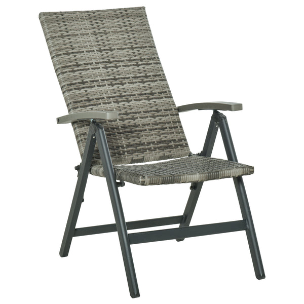 prezzo Chaise de jardin pliante 59x68x107 cm en aluminium et rotin gris