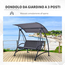 Dondolo 3 Posti da Giardino 189x133x176,5 cn in Metallo e Poliestere Grigio-4