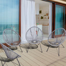 Set 4 Sedie da Giardino Ovali 73x77x87 cm in Rattan PE Grigio Chiaro-2