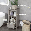 Mobiletto Bagno Salvaspazio 2 Ripiani 1 Cassetto 40x30x89 cm in Legno Grigio-4