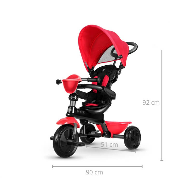 Triciclo a Spinta per Bambini con Maniglione Direzionabile Qplay Cosy Rosso-5