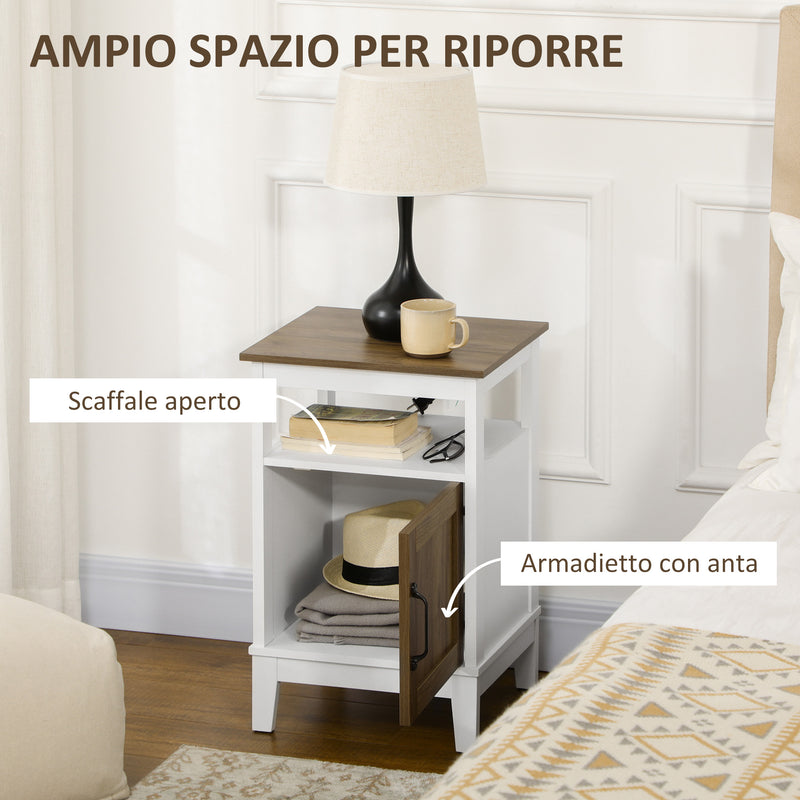 Comodino 1 Anta 1 Ripiano 38,5x35x59,7 cm in Legno Truciolare Bianco-5