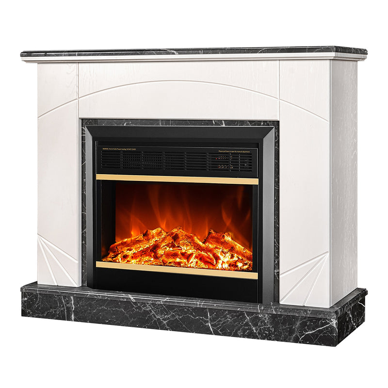 Camino Elettrico da Pavimento 85x110x27 cm Effetto Fiamma 1500W Madeira lux & Mars-1