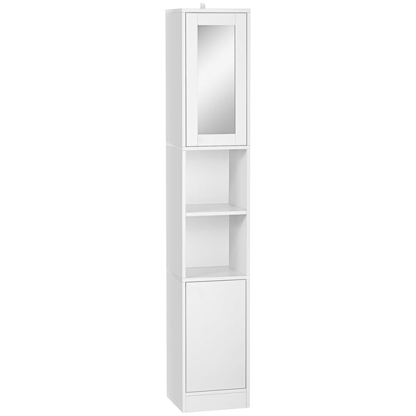 acquista Colonne de salle de bain peu encombrante avec miroir et ouverture à pression 30x28x170 cm en bois blanc