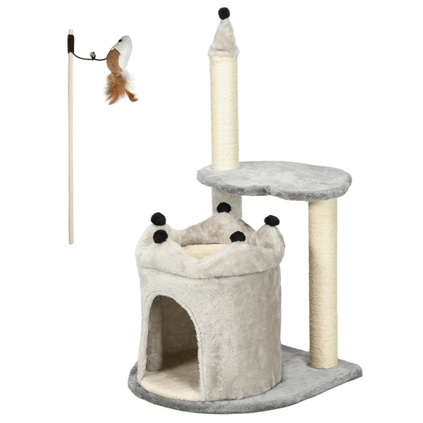 sconto Albero Tiragraffi 48x48x86 cm Rivestimento Peluche con Gioco Grigio