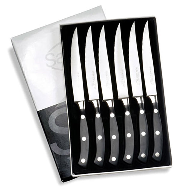 acquista Set de Couteaux pour Entrecôte Lame 12 cm Sanelli Noir Manche Antidérapant