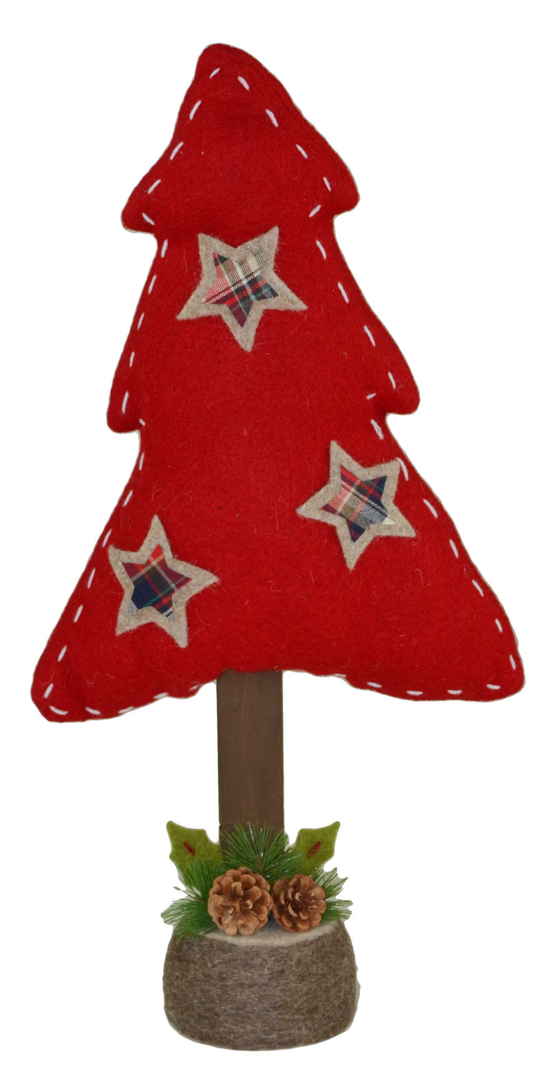 Mini Albero di Natale in panno rosso grande cm . 37x13,5 h 74-2