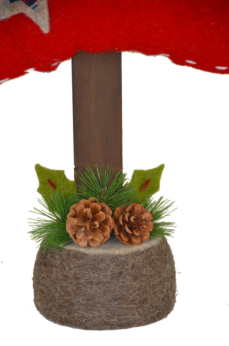 Mini Albero di Natale in panno rosso grande cm . 37x13,5 h 74-3