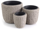 Set 3 Portavasi Tondi in Polyrattan Bauer Beige-1