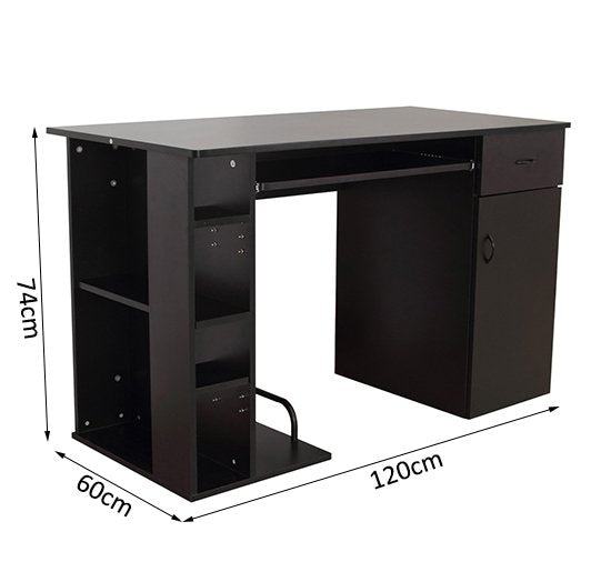 Scrivania da Ufficio Porta PC con Ripiano Tastiera Nera 120x60x74 cm -3