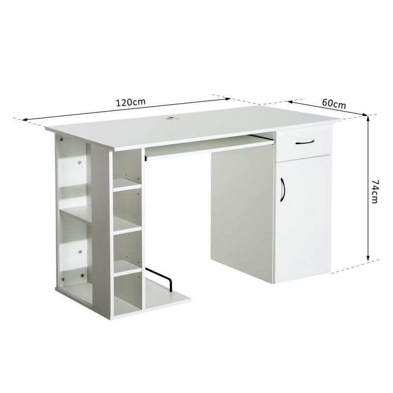 Scrivania da Ufficio Porta PC con Ripiano Tastiera Bianco 74x120x60 cm -3