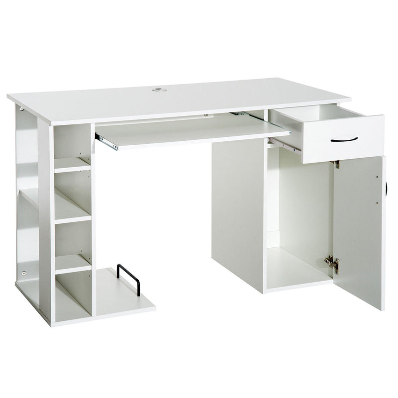 Scrivania da Ufficio Porta PC con Ripiano Tastiera Bianco 74x120x60 cm -5