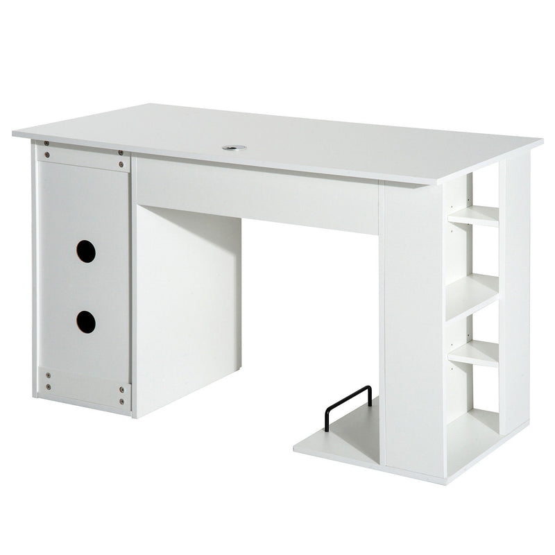 Scrivania da Ufficio Porta PC con Ripiano Tastiera Bianco 74x120x60 cm -6