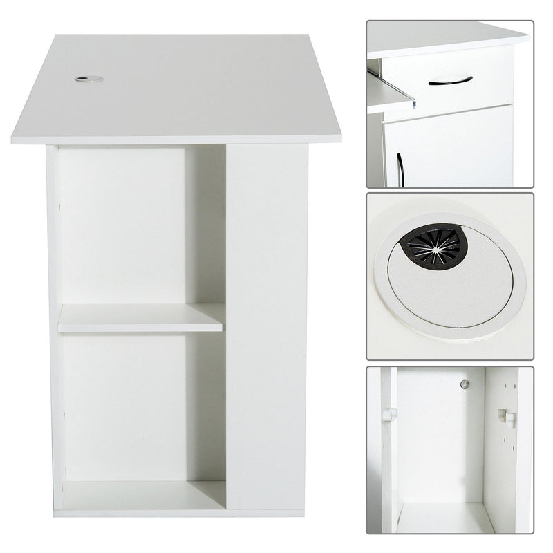 Scrivania da Ufficio Porta PC con Ripiano Tastiera Bianco 74x120x60 cm -7