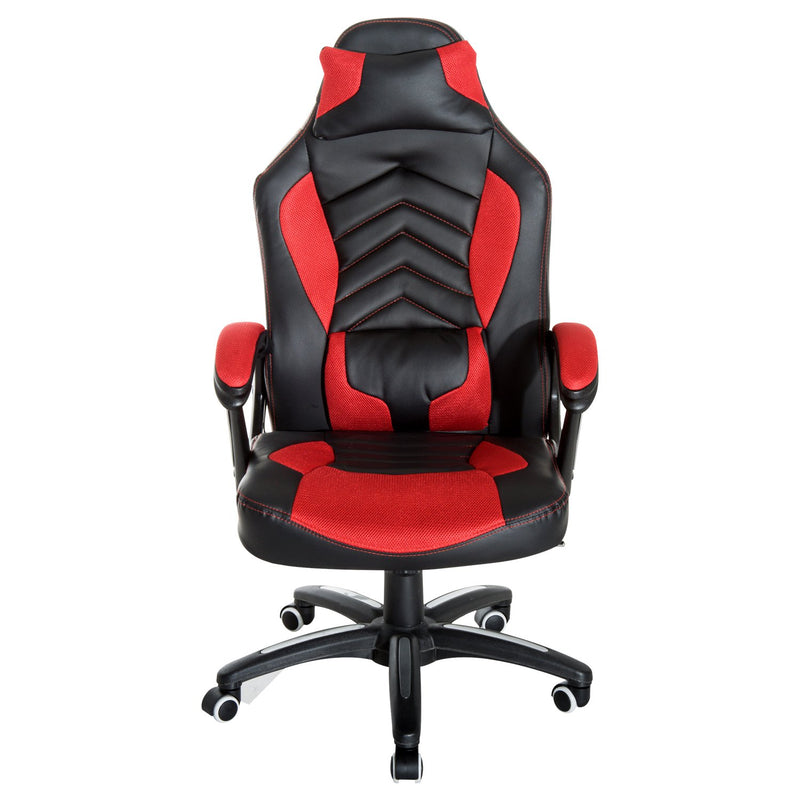 Sedia da Gaming Massaggiante e Riscaldante Rosso e Nero 68x69x108-117 cm -1