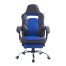 Sedia da Gaming Ergonomica in Similpelle Reclinabile con Supporto Gambe Nera e Blu -1