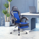 Sedia da Gaming Ergonomica in Similpelle Reclinabile con Supporto Gambe Nera e Blu -2