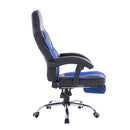 Sedia da Gaming Ergonomica in Similpelle Reclinabile con Supporto Gambe Nera e Blu -4