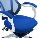 Sedia da Gaming Ergonomica Girevole e Reclinabile con Poggiapiedi Blu -10