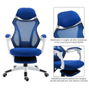 Sedia da Gaming Ergonomica Girevole e Reclinabile con Poggiapiedi Blu -4