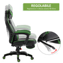 Sedia da Gaming con Rotelle in Similpelle Nero e Verde -5