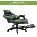 Sedia da Gaming con Rotelle in Similpelle Nero e Verde -6