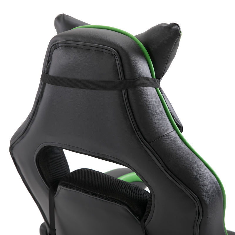 Sedia da Gaming con Rotelle in Similpelle Nero e Verde -8