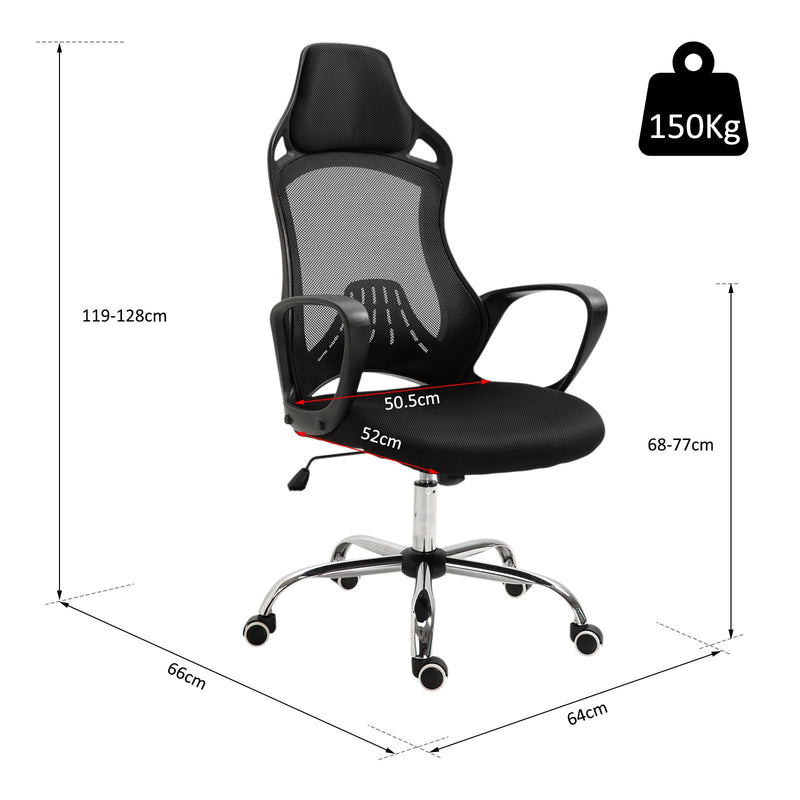 Sedia da Ufficio Presidenziale Ergonomica a Rete  Nera-3