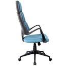 Sedia da Ufficio Presidenziale Ergonomica in Tessuto  Blu e Nero-4