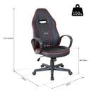 Sedia da Gaming Ergonomica in Similpelle Altezza Regolabile  Nera e Rossa-3