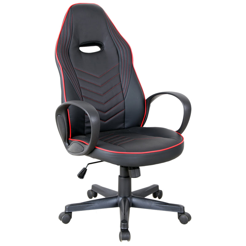 Sedia da Gaming Ergonomica in Similpelle Altezza Regolabile  Nera e Rossa-4