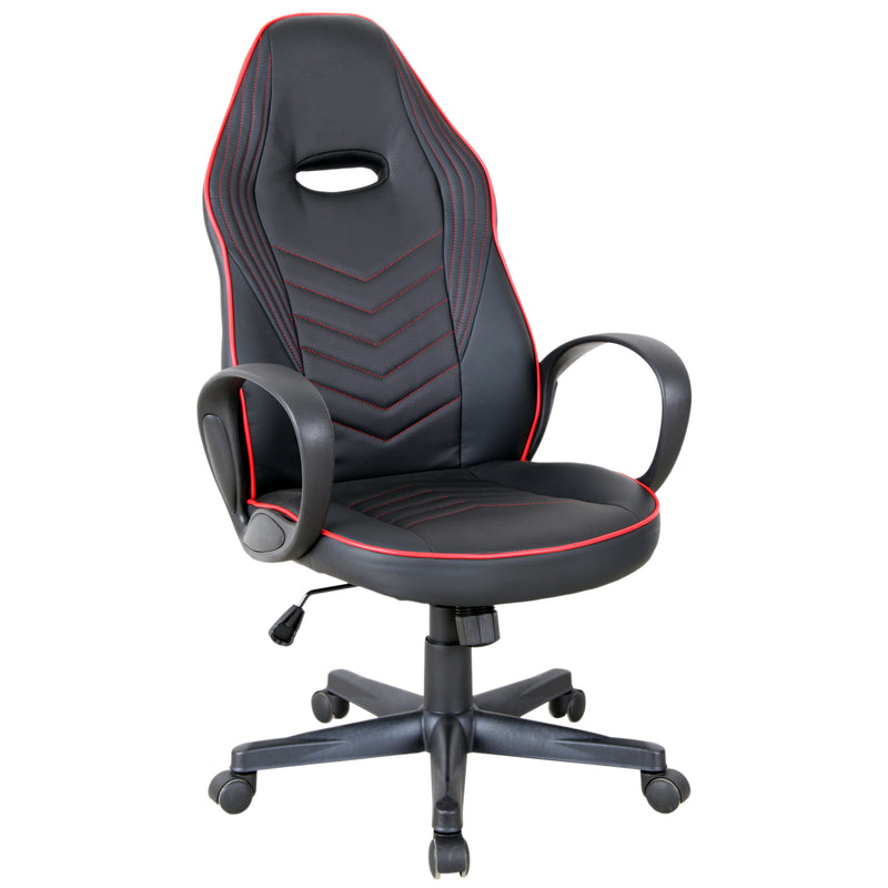 Sedia da Gaming Ergonomica in Similpelle Altezza Regolabile  Nera e Rossa-5