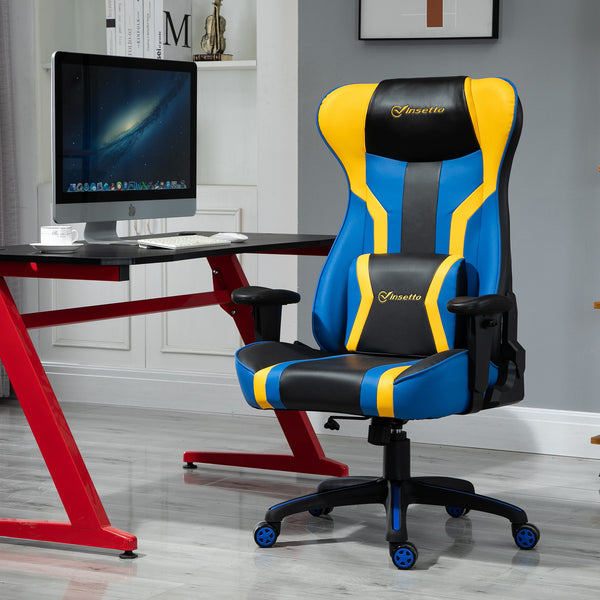 Chaise Gaming Ergonomique 74x63x118,5- cm Noir Bleu et Jaune online