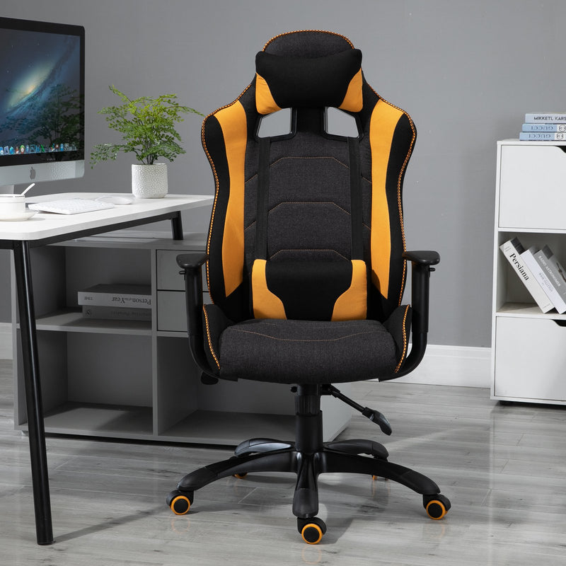 Sedia da Gaming Ergonomica in Poliestere  Giallo e Nero-2