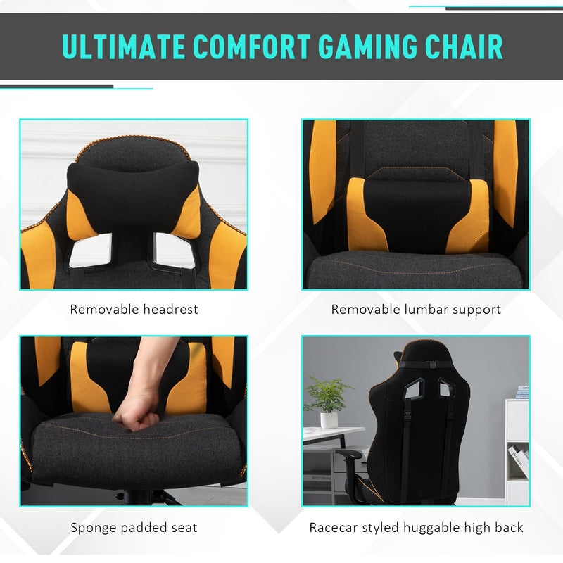 Sedia da Gaming Ergonomica in Poliestere  Giallo e Nero-4