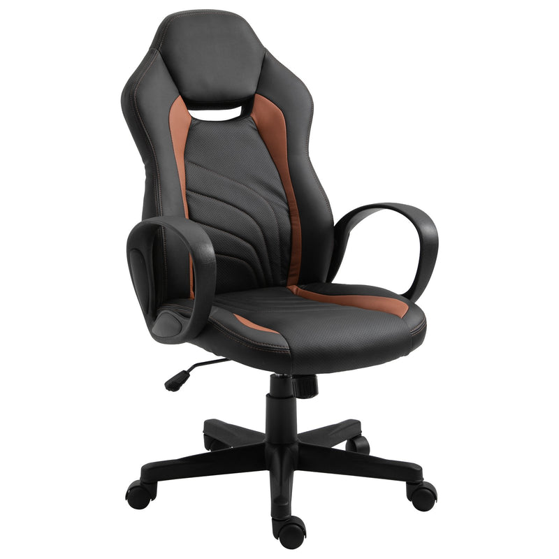 Sedia da Gaming Ergonomica in Similpelle  Marrone e Nera-1