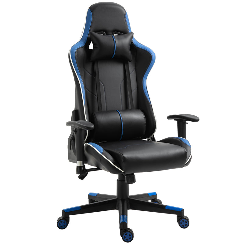 Sedia da Gaming Ergonomica 72x54x126-136 cm in PVC  Nera e Blu-1