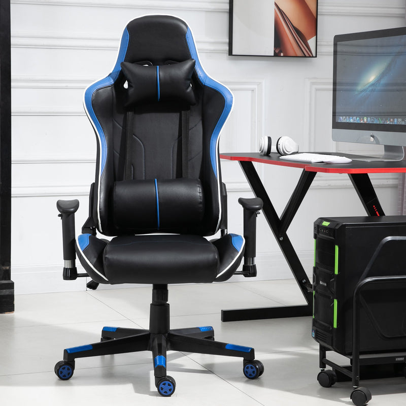 Sedia da Gaming Ergonomica 72x54x126-136 cm in PVC  Nera e Blu-4