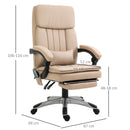 Sedia da Ufficio Presidenziale Massaggiante con Riscaldamento in Similpelle 67x69x106-116 cm  Beige-7