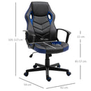 Sedia da Gaming Girevole Reclinabile in Similpelle  Nere e Blu-3