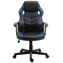 Sedia da Gaming Girevole Reclinabile in Similpelle  Nere e Blu-4