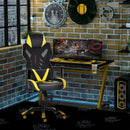 Sedia da Gaming Ergonomica in Similpelle e Rete Nero e Giallo-2