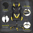 Sedia da Gaming Ergonomica in Similpelle e Rete Nero e Giallo-8