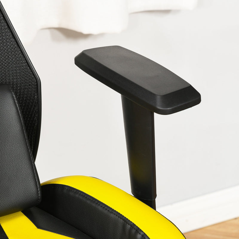 Sedia da Gaming Ergonomica in Similpelle e Rete Nero e Giallo-9