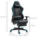 Sedia da Gaming Ergonomica 72x77x128-138 cm con Poggiapiedi in Similpelle Nero-3