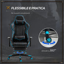 Sedia da Gaming Ergonomica 72x77x128-138 cm con Poggiapiedi in Similpelle Nero-6